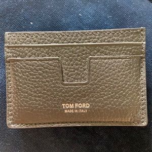 Tom Ford T lined grained black leather cardholder, unisex